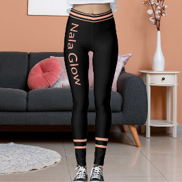 Legging Pêssego Preto de Pêssego Personalizado Nome da Mãe
