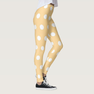Legging Pêssego Suave e Padrão de Bolinhas Branca Girly Bo