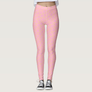 Legging Petal Pop – Padrão Geométrico Perfeito Rosa e Dour