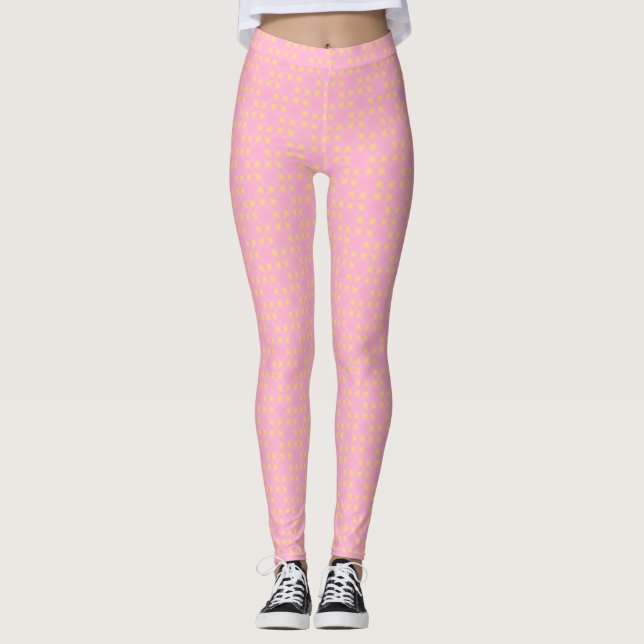 Legging Petal Pop – Padrão Geométrico Perfeito Rosa e Dour (Frente)