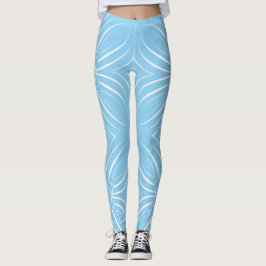 Legging Pétalas Concentradas em Branco sobre Azul Claro