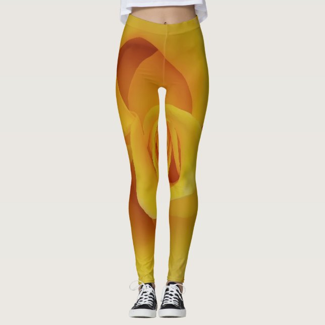 Legging Pétalas de Rosa Amarela Romântica (Frente)