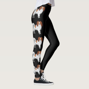 Legging Phalène Vermelhos Brancos Cachorros Fofos Para Ama