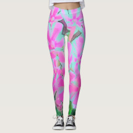 Legging Phlox do Jardim do Pepperminto Branco, Rosa-Quente