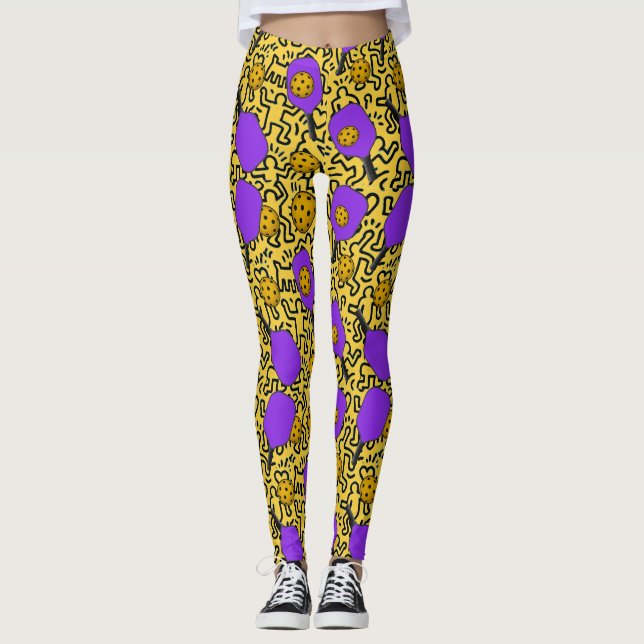 Legging Pickleball Keith Haring Style Paddle Padrão (Frente)