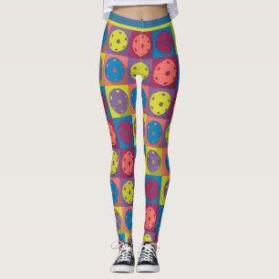 Legging Pickleball - padrão geométrico, mistura de cores