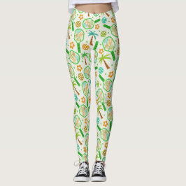 Legging Picles Tropical Com Bolas em Verde e Laranja