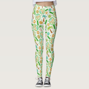 Legging Picles Tropical Com Bolas em Verde e Laranja