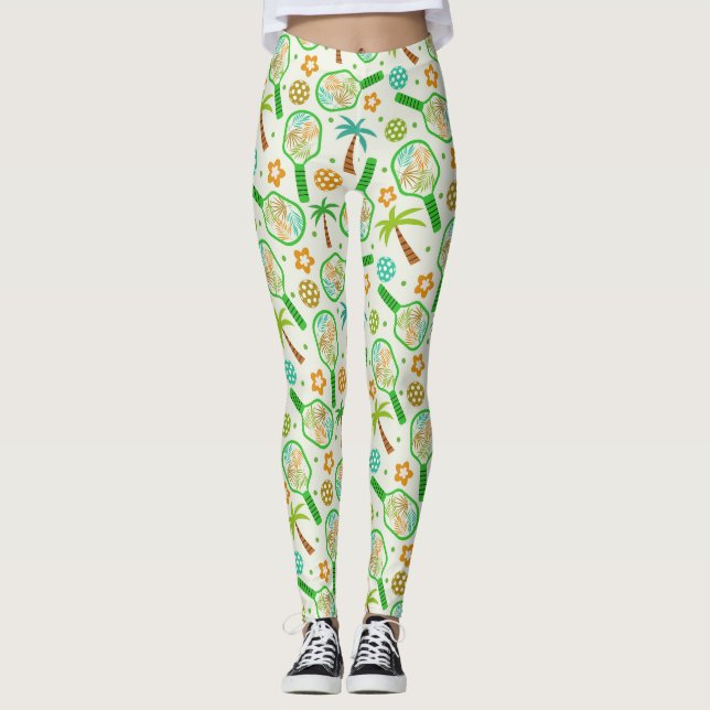 Legging Picles Tropical Com Bolas em Verde e Laranja (Frente)