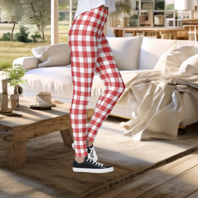 Legging Picnic branco equino elegante do interior checado (Criador carregado)