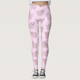 Legging Piglets Bebês Cor-de-Rosa Cor-de-Corte e Pontos