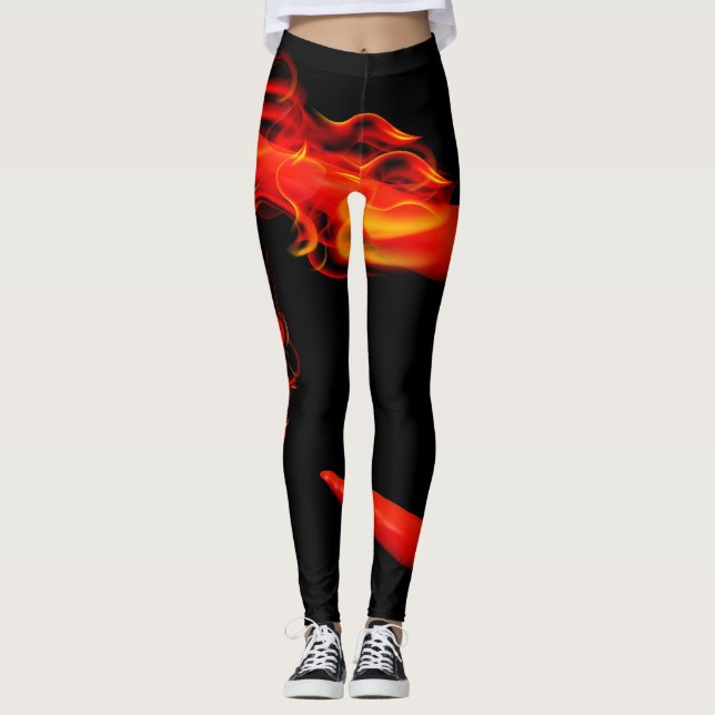 Legging Pimentas de pimentão flamejantes (Frente)