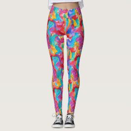 Legging Pincel de Aquarela Colorido Artístico Arco-íris 