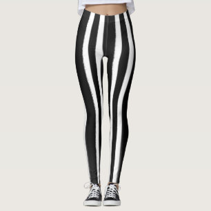 Legging Pincel de Pintura com Listras Verticais Preto e Br