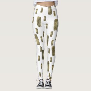 Legging Pincel de Tinta Moderna Dourado Cobre Bronze Brilh
