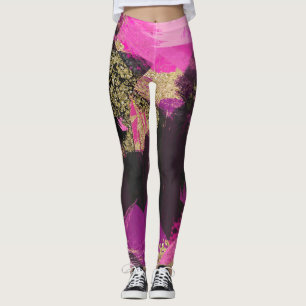 Legging Pincel Moderno Glitter Preto Dourado Glam Grunge