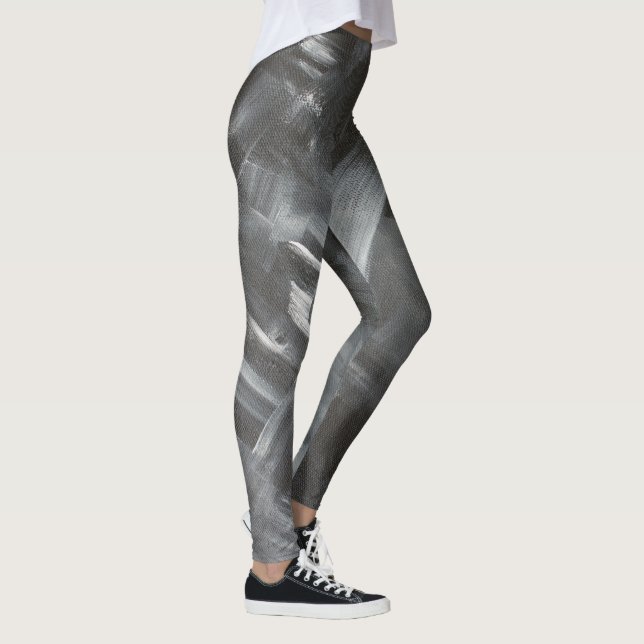 Legging Pinceladas Abstratas Monocromáticas Preto e Branco (Direita)
