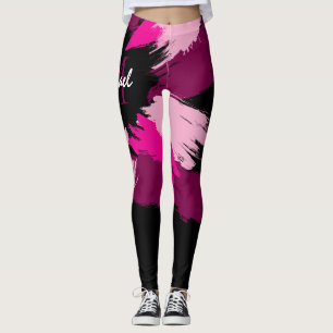 Legging Pinceladas tons de rosa quente nome com monograma