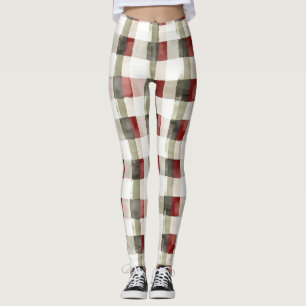 Legging Pine Green Ivory Red Strips Natal