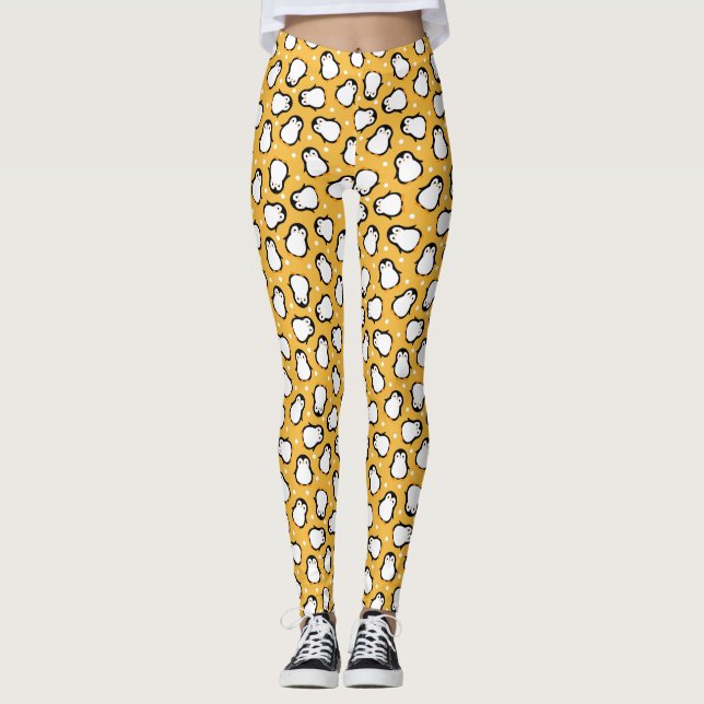 Legging Pinguim amarelo-cúmulo (Frente)