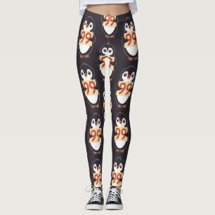 Legging Pinguim de Desenho Animado Segurando o Número 99