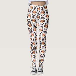 Legging Pinguim fofo segurando placa com o número 99 nela