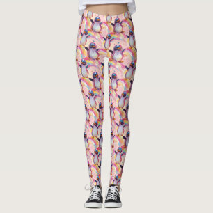 Legging Pinguins cotovelos e padrão de estrelas