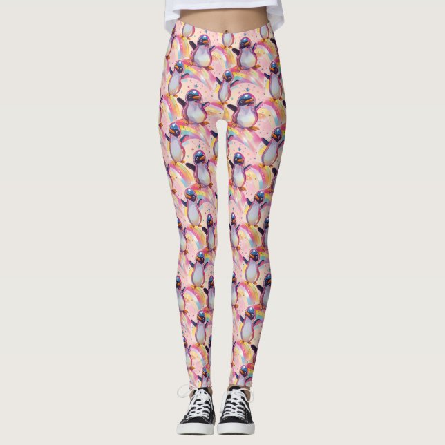 Legging Pinguins cotovelos e padrão de estrelas (Frente)