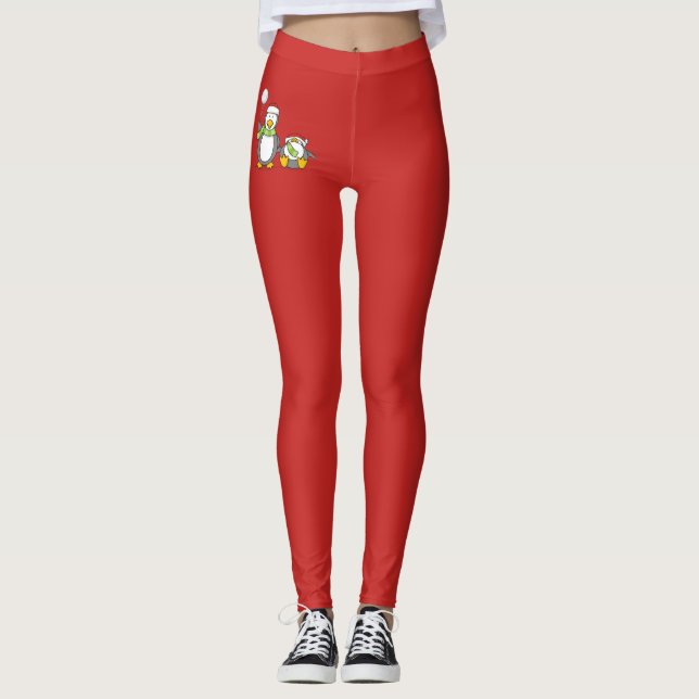 Legging Pinguins de neve de Natal (Frente)