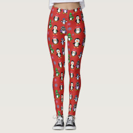 Legging Pinguins do Natal e caneleiras dos flocos de neve