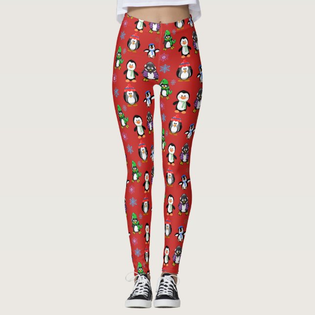 Legging Pinguins do Natal e caneleiras dos flocos de neve (Frente)