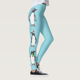 Legging Pinguins Gentil De Natal Em Azul