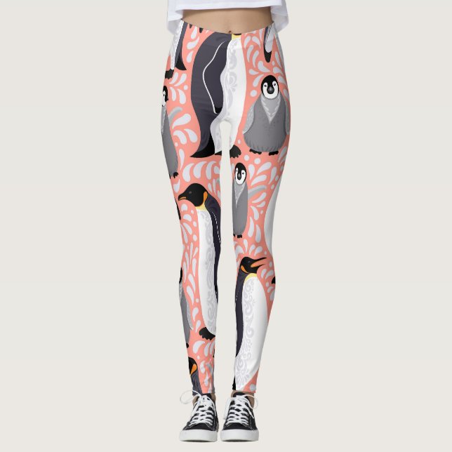 Legging Pinguins imperadores, filhotes, padrão decorativo  (Frente)