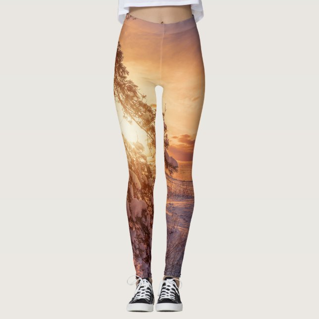 Legging Pinheiros e pinheiros com neve (Frente)