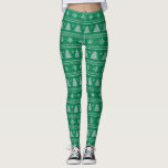 Legging Pinheiros Festivos Pinheiros Pinheiros Pinheirados<br><div class="desc">Flocos de neve vermelhos Padrões de Knit de Suéter de Natal.</div>