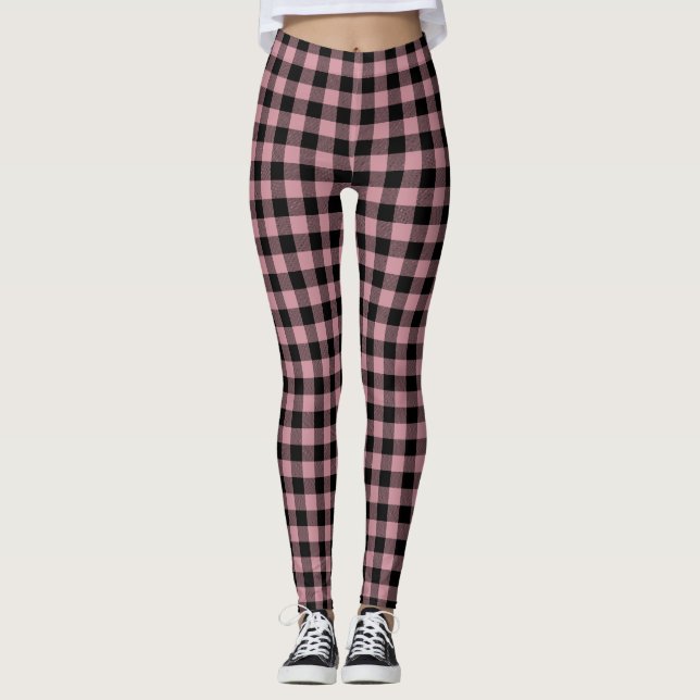 Legging Pink and Black Buffalo Plaid Classic (Frente)