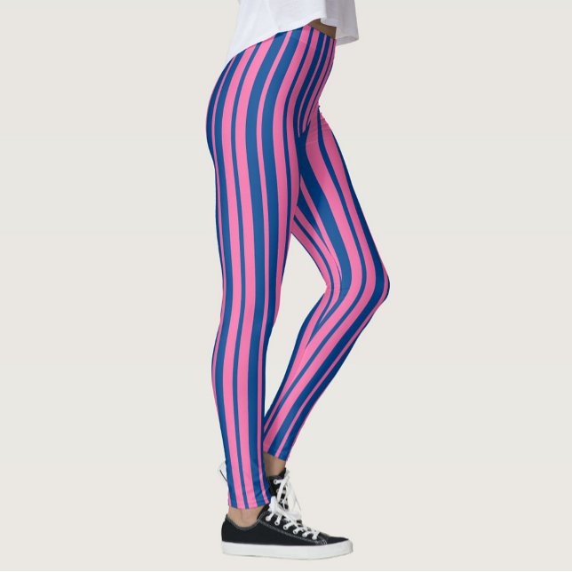 Legging Pink Blue Stylish Stripes Pattern Design  (Criador carregado)