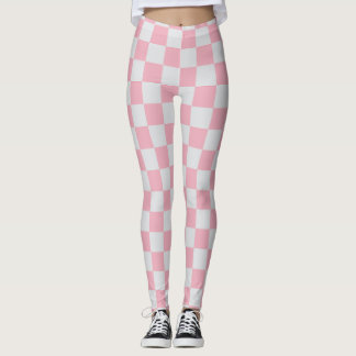 Legging Pink + Cinza Checkered Checkerboard Padrão