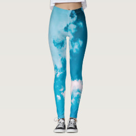 Legging PINK E NUVENS AZUIS DAS Legendas IMPRESSAS