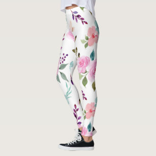 Legging Pink Flor Watercolor sem costura