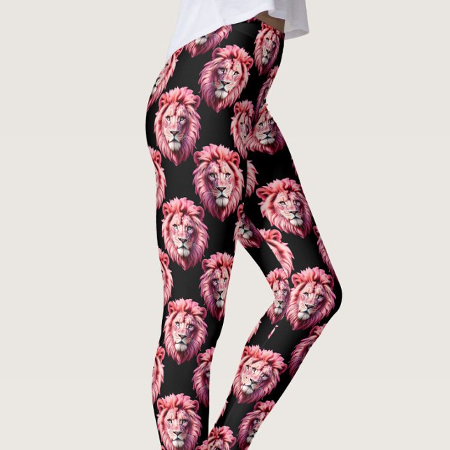 Legging Pink Lion Head Animal Pattern Design - Black  (Criador carregado)