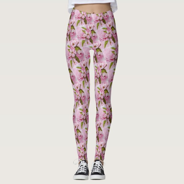 LEGGING PINK MAÇÃ FLORAL (Frente)