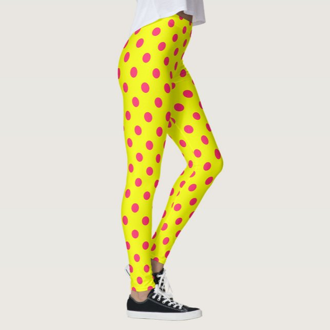 Legging Pink On Yellow Polka Dots Pattern Design  (Criador carregado)