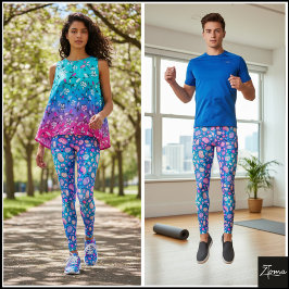 Legging Pink Purple Organic Pebble Blue Gradient Pattern