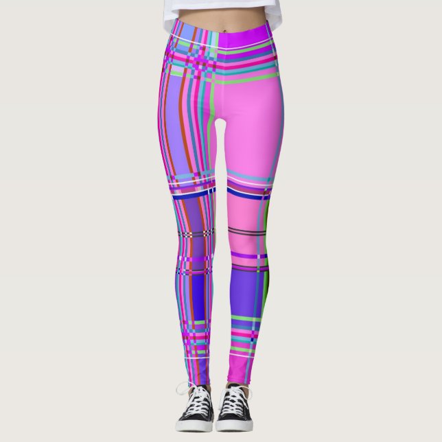 Legging Pink tartan Fabric Pattern Cloth Madras (Frente)