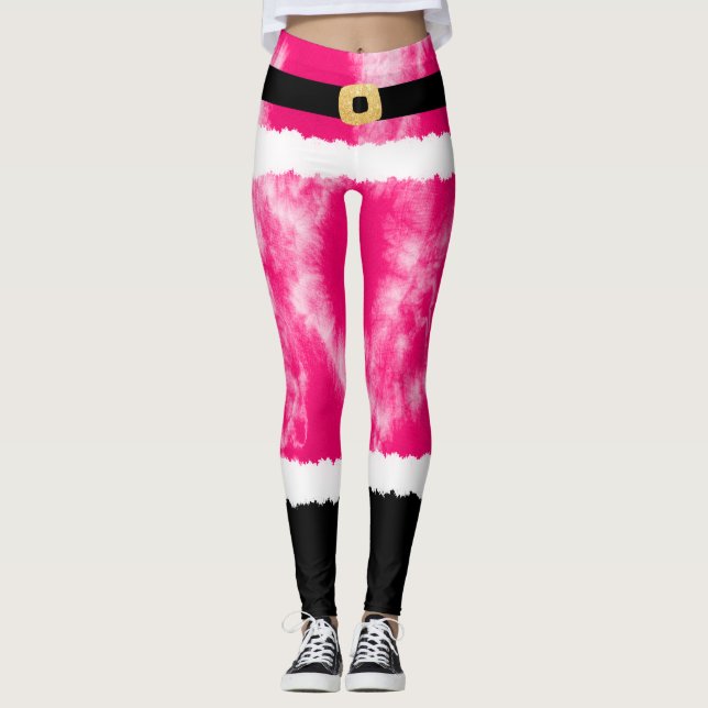 Legging Pink Tie Dye Papai Noel Figurino Natal (Frente)