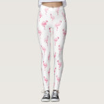 Legging Pink Tropical Flamingo Summer Pattern<br><div class="desc">Legal Pink Tropical Flamingo Pattern no Fundo Branco. O Impressão Flamingo Pink Bird faz um presente excelente para uma festa tropical de verão selvagem.</div>
