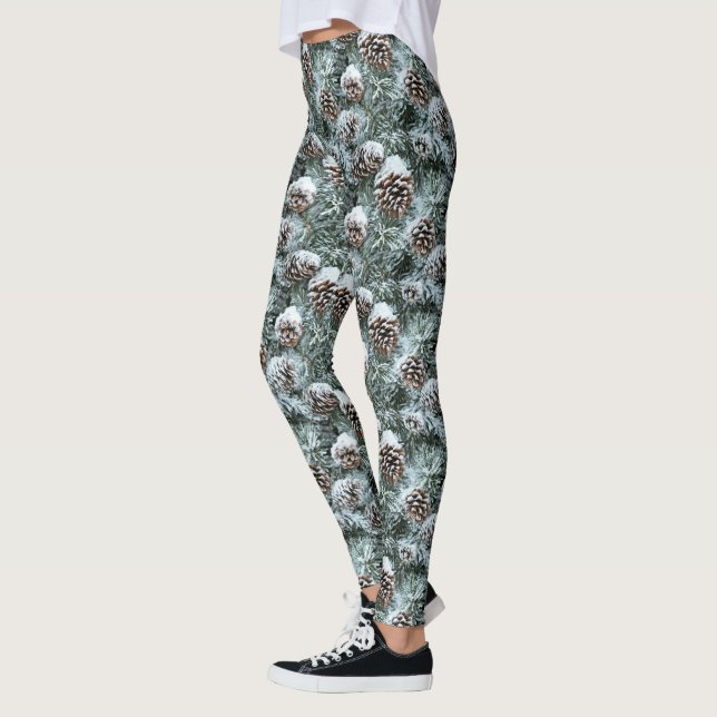 Legging Pinos de neve de Natal festivo (Esquerda)