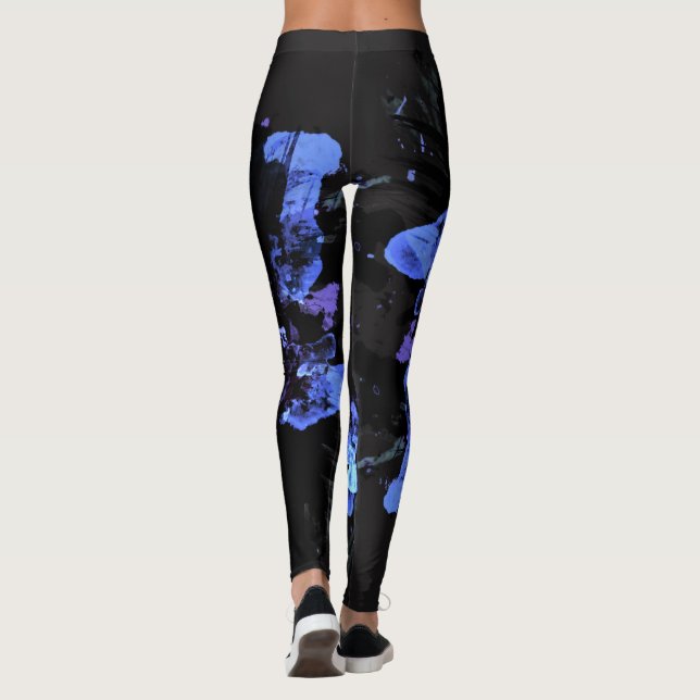 Legging Pinta Azul do Mar Profundo Pintado Pincel de Óleo  (Verso)