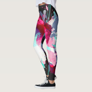 Legging Pinta Azul do Mar Profundo Pintado Pincel de Óleo